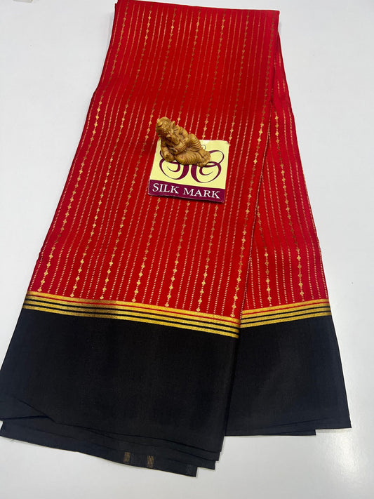PURE MYSORE CREPE SILK SAREES WITH BLOUSE PIECE - SK-224-PMCSSWBP