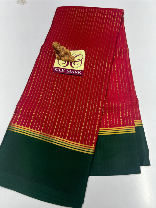PURE MYSORE CREPE SILK SAREES WITH BLOUSE PIECE - SK-219-PMCSSWBP