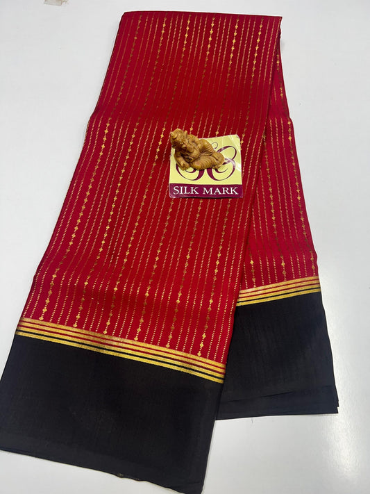 PURE MYSORE CREPE SILK SAREES WITH BLOUSE PIECE - SK-216-PMCSSWBP