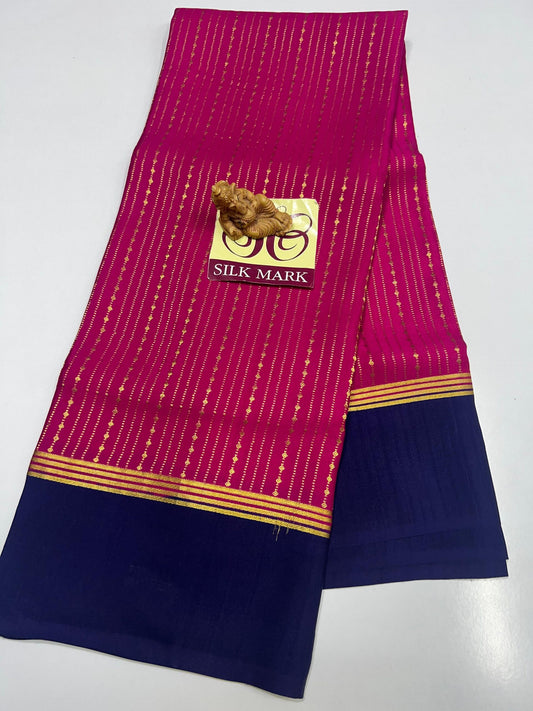 PURE MYSORE CREPE SILK SAREES WITH BLOUSE PIECE - SK-220-PMCSSWBP