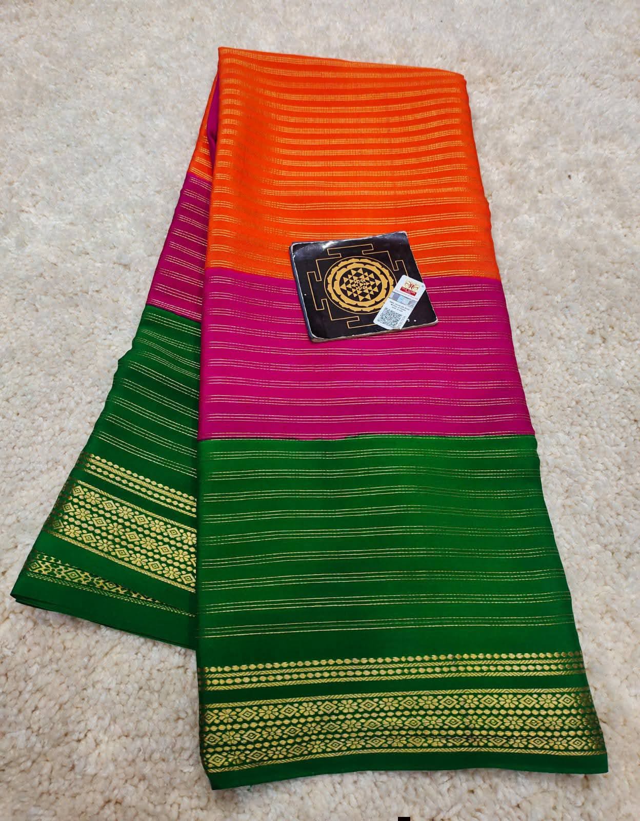 PURE CREPE SILK SAREES SILK MARK CERTIFIED 120 GSM - SK-215-PCSSSMC1G