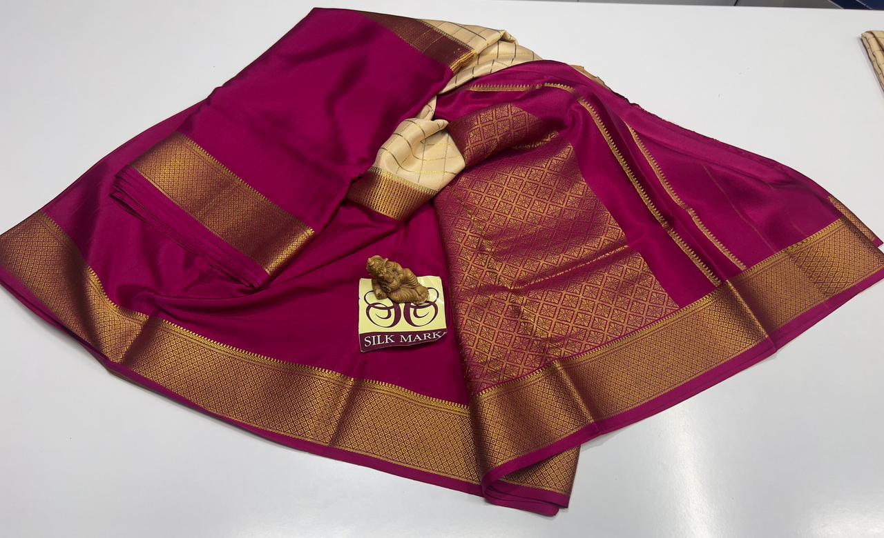 PURE MYSORE CREPE SILK SAREES WITH BLOUSE PIECE - SK-242-PMCSSWBP