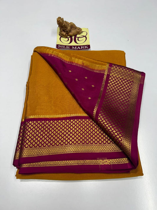 PURE MYSORE CREPE SILK SAREES WITH BLOUSE PIECE - SK-266-PMCSSWBP