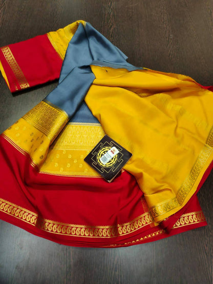 PURE CREPE SILK SAREES SILK MARK CERTIFIED 120 GSM - SK-252-PCSSSMC1G