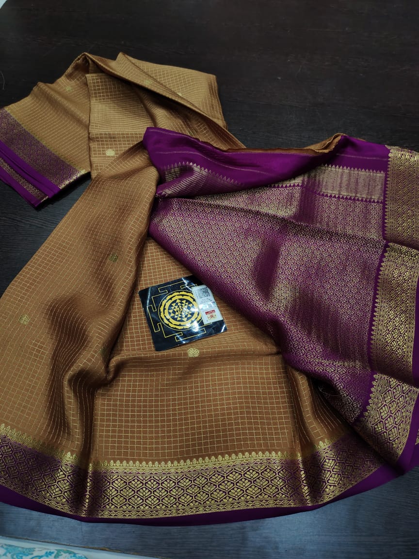 PURE CREPE SILK SAREES SILK MARK CERTIFIED 120 GSM - SK-258-PCSSSMC1G