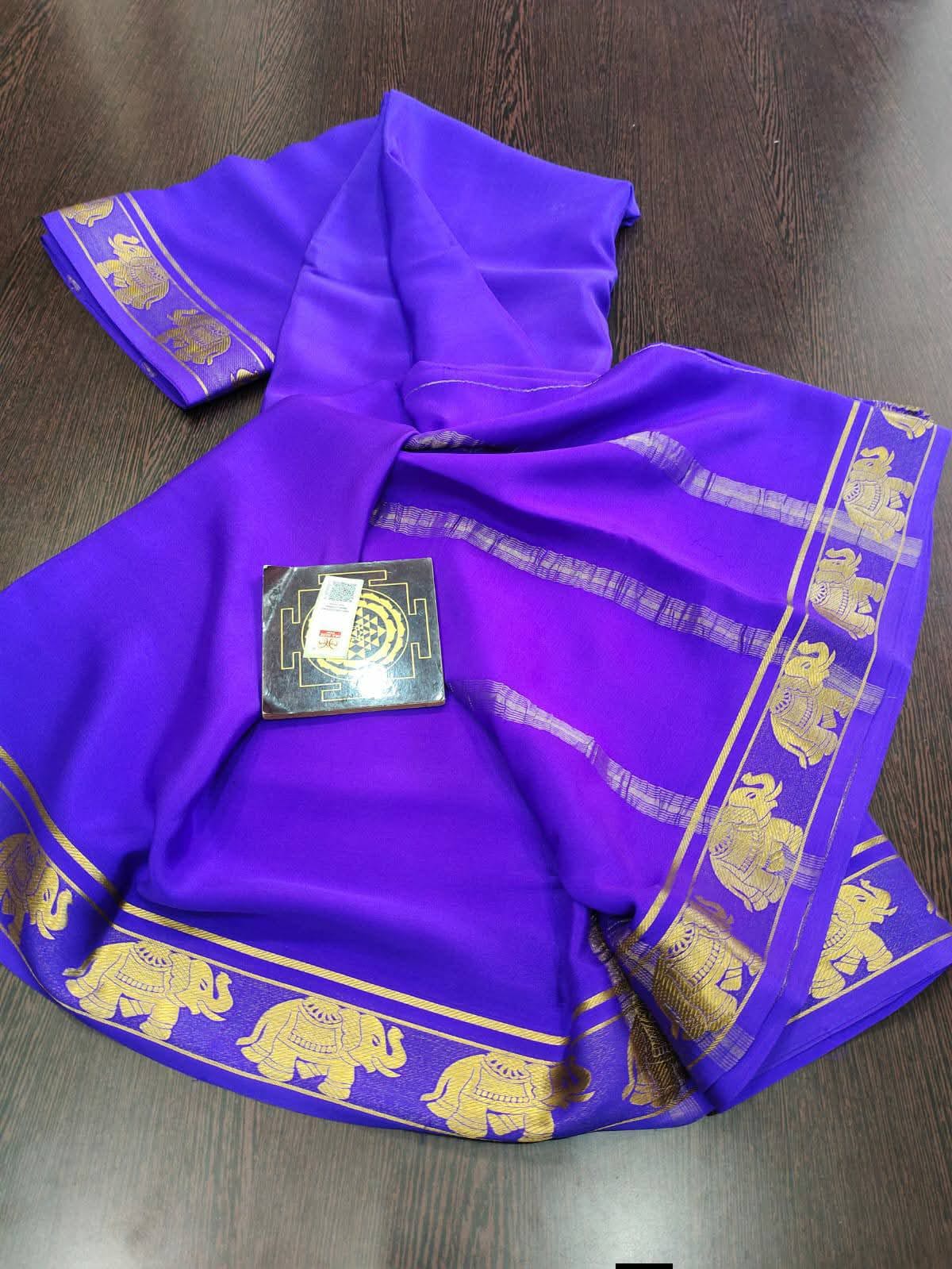 PURE CREPE SILK SAREES SILK MARK CERTIFIED 120 GSM - SK-276-PCSSSMC1G