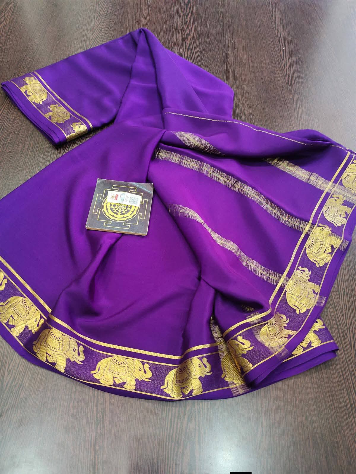 PURE CREPE SILK SAREES SILK MARK CERTIFIED 120 GSM - SK-272-PCSSSMC1G