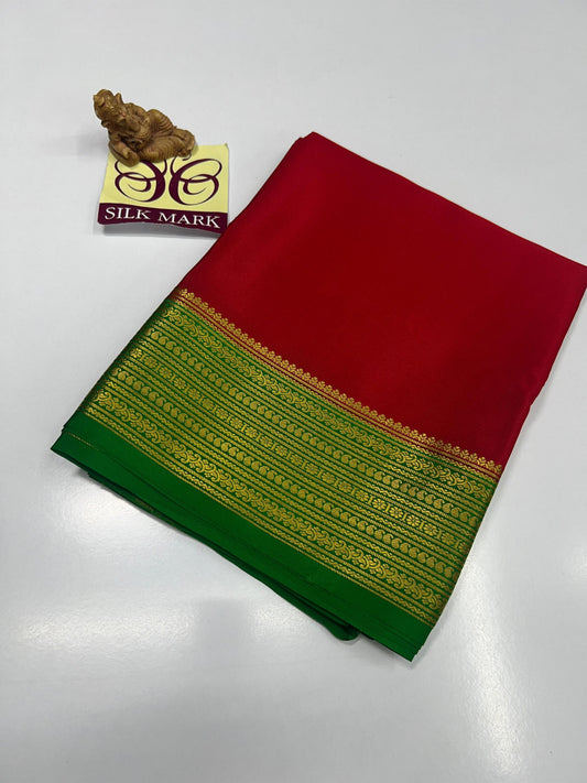 CONTRAST CREPE SILK SAREES WITH SILKMARK PURE MYSORE CREPE SILK SAREES WITH RUNNING BLOUSE PIECE - SK-364-CCSSWSPMCSSWRBP