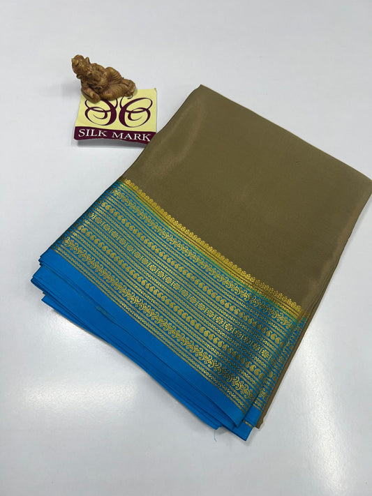CONTRAST CREPE SILK SAREES WITH SILKMARK PURE MYSORE CREPE SILK SAREES WITH RUNNING BLOUSE PIECE - SK-362-CCSSWSPMCSSWRBP
