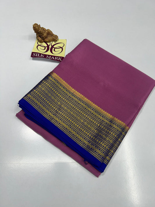 CONTRAST CREPE SILK SAREES WITH SILKMARK PURE MYSORE CREPE SILK SAREES WITH RUNNING BLOUSE PIECE - SK-360-CCSSWSPMCSSWRBP