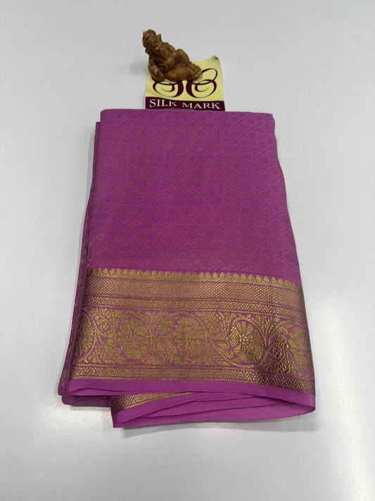 PINK PURE CREPE SILK SAREES WITH SILKMARK PURE MYSORE CREPE SILK SAREES WITH RUNNING BLOUSE PIECE - SK-359-PPCSSWSPMCSSWRBP