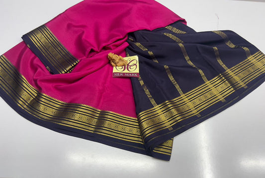 CONTRAST PURE CREPE SILK SAREES WITH SILKMARK PURE MYSORE CREPE SILK SAREES WITH RUNNING BLOUSE PIECE - SK-348-CPCSSWSPMCSSWRBP