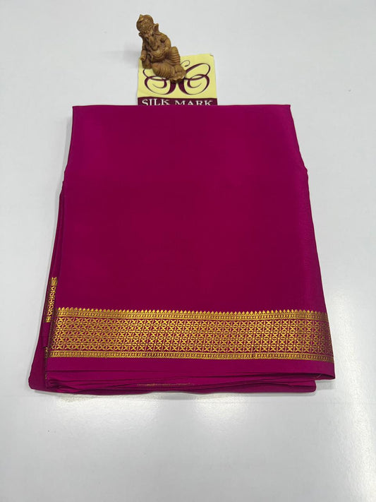 DARK PINK PURE CREPE SILK SAREES WITH SILKMARK PURE MYSORE CREPE SILK SAREES WITH RUNNING BLOUSE PIECE - SK-346-DPPCSSWSPMCSSWRBP