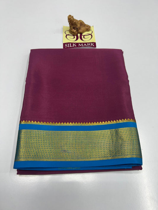CONTRAST CREPE SILK SAREES WITH SILKMARK PURE MYSORE CREPE SILK SAREES WITH RUNNING BLOUSE PIECE - SK-338-CCSSWSPMCSSWRBP