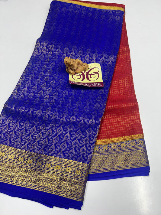 PURE MYSORE CREPE SILK WITH EMBROIDERY SAREE WITH BLOUSE PIECE - SK-327-PMCSWESWBP