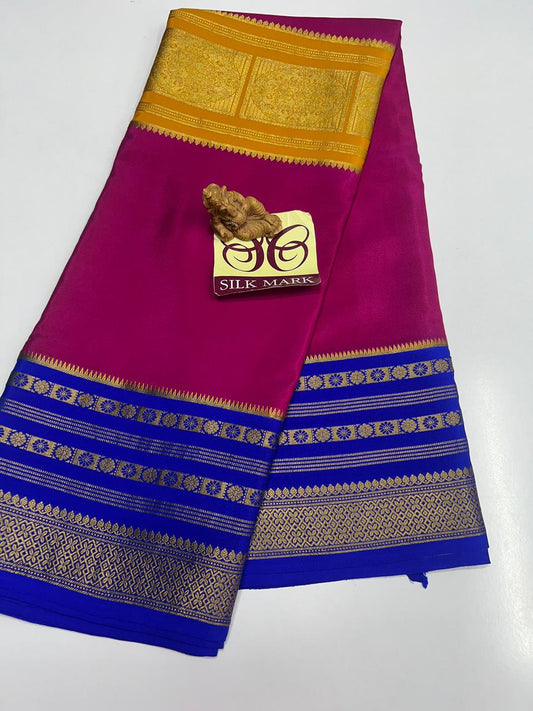 PURE MYSORE CREPE SILK WITH EMBROIDERY SAREE WITH BLOUSE PIECE - SK-304-PMCSWESWBP