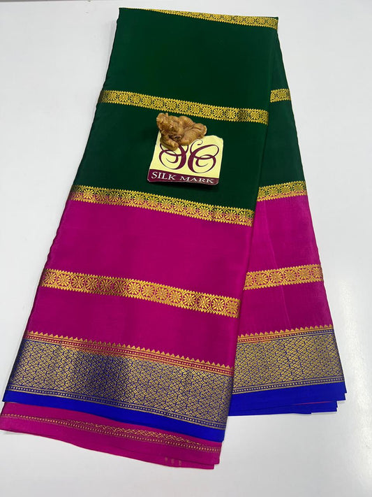 PURE MYSORE CREPE SILK WITH EMBROIDERY SAREE WITH BLOUSE PIECE - SK-302-PMCSWESWBP