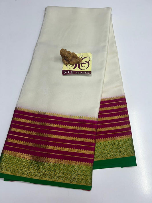 PURE MYSORE CREPE SILK WITH EMBROIDERY SAREE WITH BLOUSE PIECE - SK-289-PMCSWESWBP