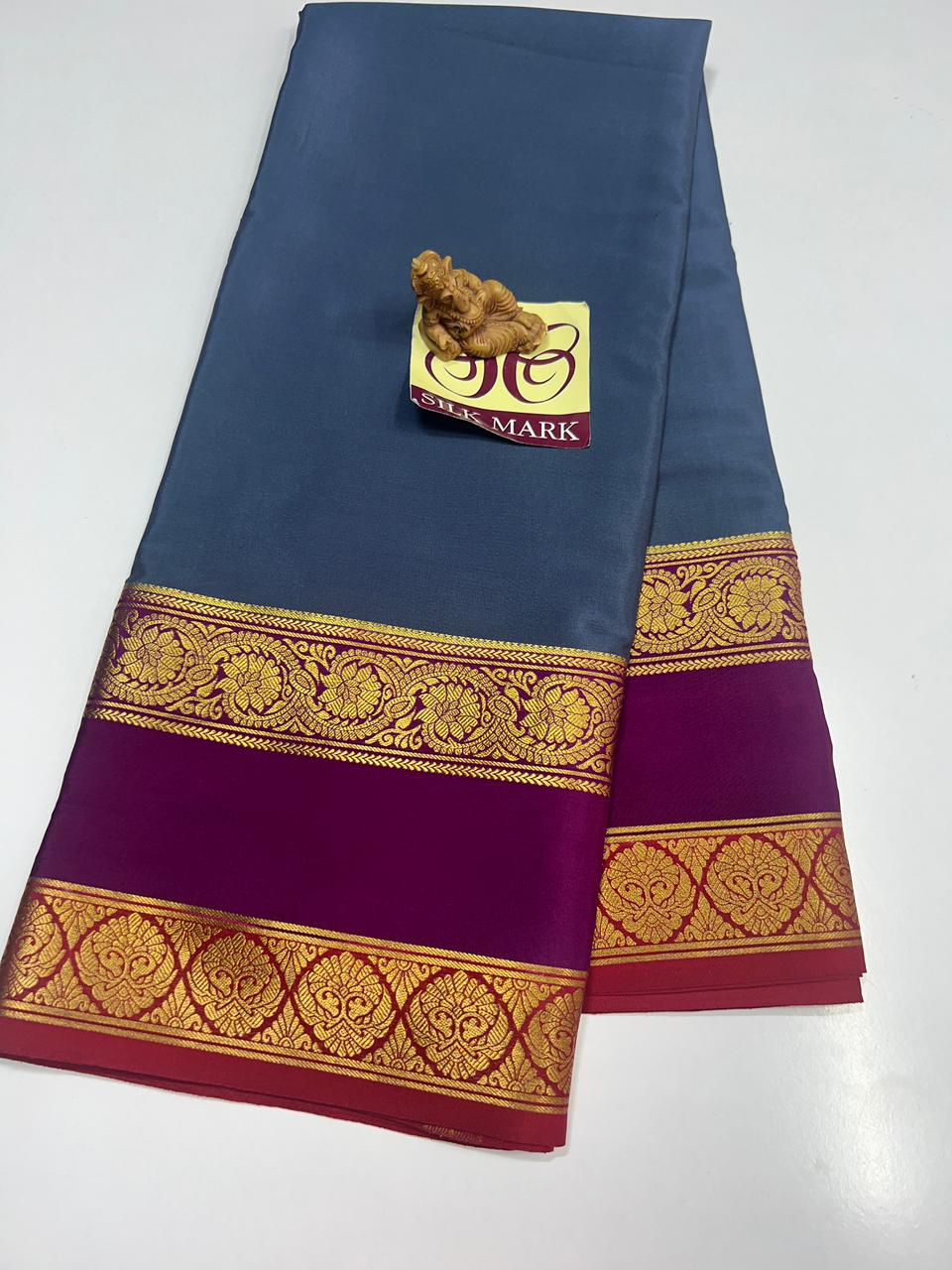 PURE MYSORE CREPE SILK WITH EMBROIDERY SAREE WITH BLOUSE PIECE - SK-286-PMCSWESWBP