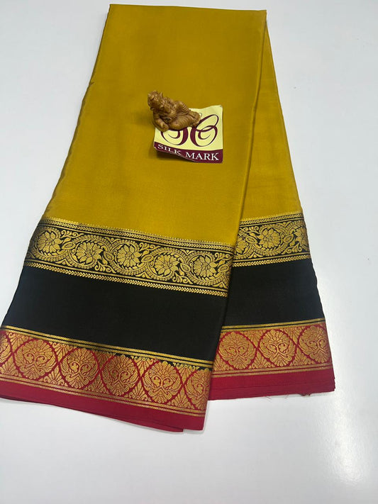 PURE MYSORE CREPE SILK WITH EMBROIDERY SAREE WITH BLOUSE PIECE - SK-284-PMCSWESWBP
