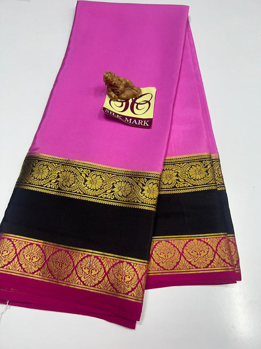 PURE MYSORE CREPE SILK WITH EMBROIDERY SAREE WITH BLOUSE PIECE - SK-283-PMCSWESWBP