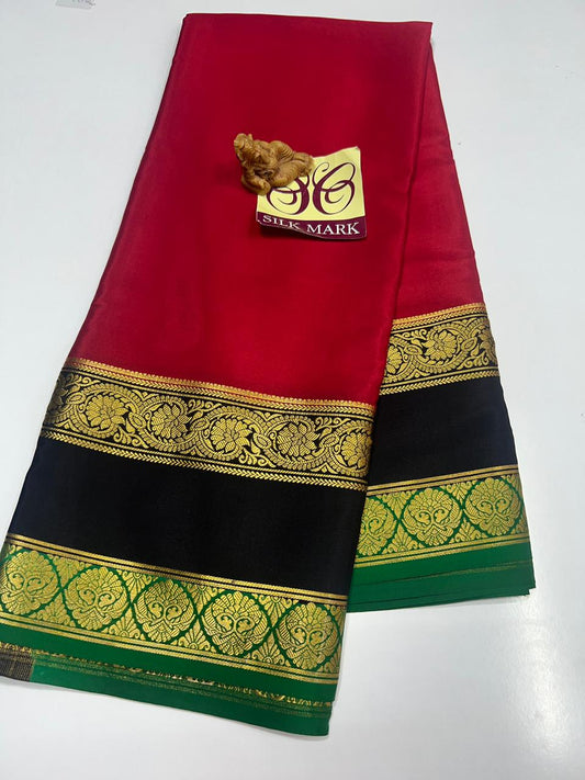 PURE MYSORE CREPE SILK WITH EMBROIDERY SAREE WITH BLOUSE PIECE - SK-282-PMCSWESWBP