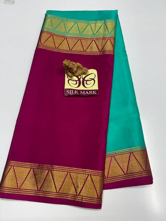 2D PURE CREPE SILK SAREES WITH SILKMARK PURE MYSORE CREPE SILK SAREES WITH RUNNING BLOUSE PIECE - SK-389-2PCSSWSPMCSSWRBP