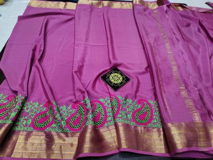 PURE CREPE SILK SAREES SILK MARK CERTIFIED 120 GSM - SK-324-PCSSSMC1G