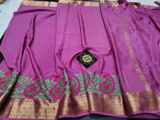 PURE CREPE SILK SAREES SILK MARK CERTIFIED 120 GSM - SK-324-PCSSSMC1G