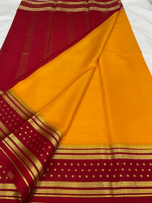 KSIC THICKNESS 130COUNTS CONTRAST PALLU AND CONTRAST BLOUSE PURE MYSORE CREPE SILK SAREES - SK-428-KT1CPACBPMCSS
