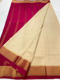 KSIC THICKNESS 130COUNTS CONTRAST PALLU AND CONTRAST BLOUSE PURE MYSORE CREPE SILK SAREES - SK-425-KT1CPACBPMCSS