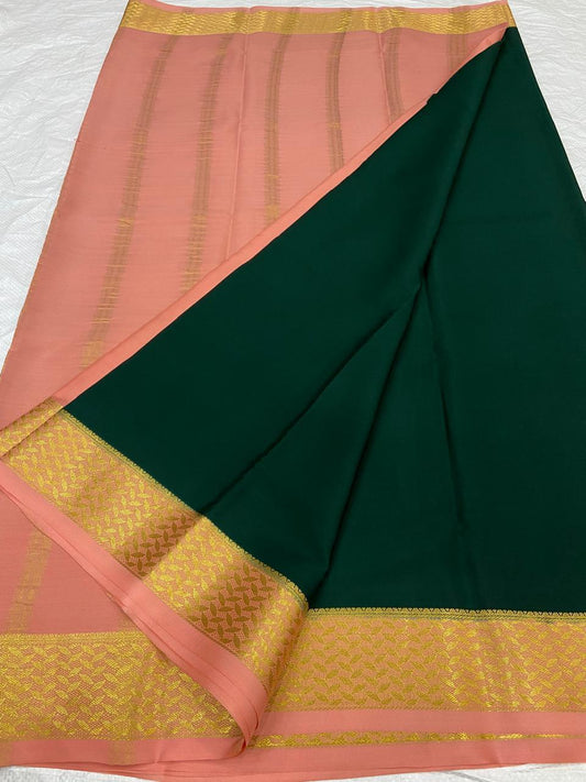 KSIC THICKNESS 130COUNTS CONTRAST PALLU AND CONTRAST BLOUSE PURE MYSORE CREPE SILK SAREES - SK-426-KT1CPACBPMCSS