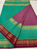 KSIC THICKNESS 130COUNTS CONTRAST PALLU AND CONTRAST BLOUSE PURE MYSORE CREPE SILK SAREES - SK-419-KT1CPACBPMCSS