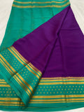 KSIC THICKNESS 130COUNTS CONTRAST PALLU AND CONTRAST BLOUSE PURE MYSORE CREPE SILK SAREES - SK-413-KT1CPACBPMCSS