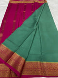 KSIC THICKNESS 130COUNTS CONTRAST PALLU AND CONTRAST BLOUSE PURE MYSORE CREPE SILK SAREES - SK-405-KT1CPACBPMCSS