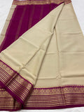 KSIC THICKNESS 130COUNTS CONTRAST PALLU AND CONTRAST BLOUSE PURE MYSORE CREPE SILK SAREES - SK-401-KT1CPACBPMCSS