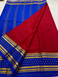 KSIC THICKNESS 130COUNTS CONTRAST PALLU AND CONTRAST BLOUSE PURE MYSORE CREPE SILK SAREES - SK-395-KT1CPACBPMCSS