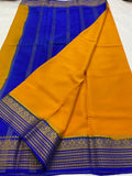 KSIC THICKNESS 130COUNTS CONTRAST PALLU AND CONTRAST BLOUSE PURE MYSORE CREPE SILK SAREES - SK-394-KT1CPACBPMCSS