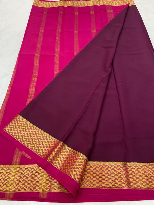 KSIC THICKNESS 130COUNTS CONTRAST PALLU AND CONTRAST BLOUSE PURE MYSORE CREPE SILK SAREES - SK-371-KT1CPACBPMCSS