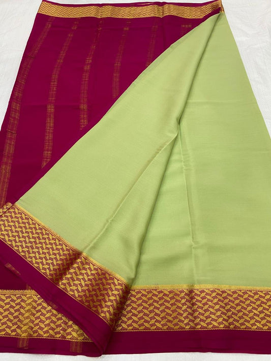 KSIC THICKNESS 130COUNTS CONTRAST PALLU AND CONTRAST BLOUSE PURE MYSORE CREPE SILK SAREES - SK-361-KT1CPACBPMCSS