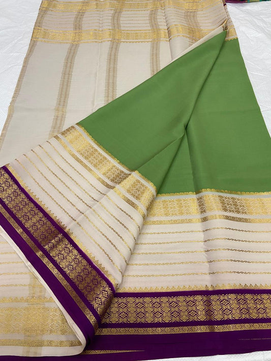 KSIC THICKNESS 130COUNTS CONTRAST PALLU AND CONTRAST BLOUSE PURE MYSORE CREPE SILK SAREES - SK-339-KT1CPACBPMCSS