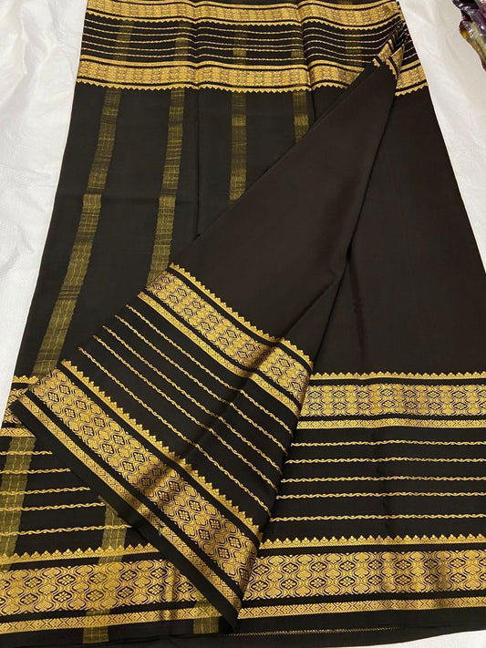 KSIC THICKNESS 130COUNTS CONTRAST PALLU AND CONTRAST BLOUSE PURE MYSORE CREPE SILK SAREES - SK-337-KT1CPACBPMCSS