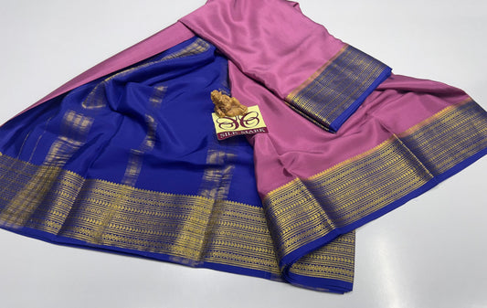 PURE MYSORE CREPE SILK WITH EMBROIDERY SAREE WITH BLOUSE PIECE - SK-391-PMCSWESWBP
