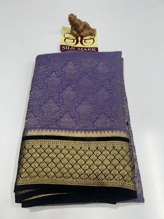 PURE MYSORE CREPE SILK WITH EMBROIDERY SAREE WITH BLOUSE PIECE - SK-410-PMCSWESWBP