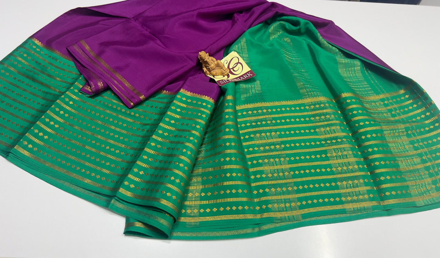 PURE MYSORE CREPE SILK WITH EMBROIDERY SAREE WITH BLOUSE PIECE - SK-447-PMCSWESWBP