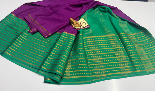 PURE MYSORE CREPE SILK WITH EMBROIDERY SAREE WITH BLOUSE PIECE - SK-434-PMCSWESWBP