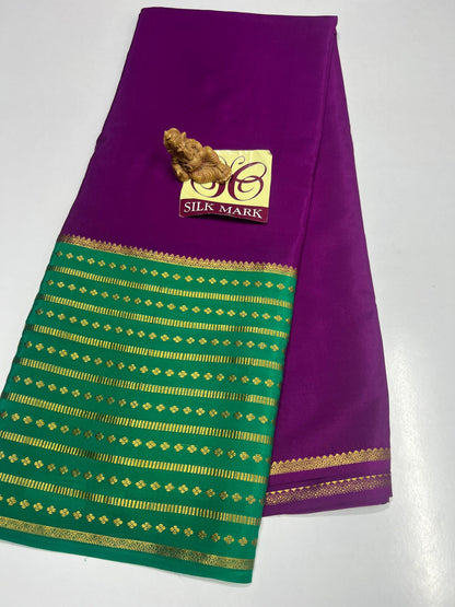 PURE MYSORE CREPE SILK WITH EMBROIDERY SAREE WITH BLOUSE PIECE - SK-447-PMCSWESWBP