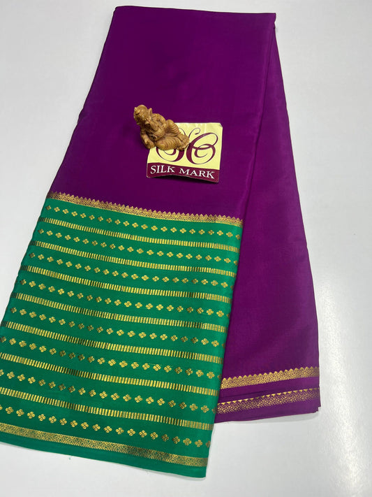 PURE MYSORE CREPE SILK WITH EMBROIDERY SAREE WITH BLOUSE PIECE - SK-447-PMCSWESWBP