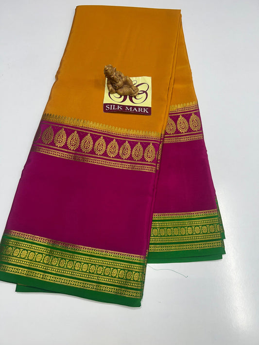 PURE MYSORE CREPE SILK WITH EMBROIDERY SAREE WITH BLOUSE PIECE - SK-471-PMCSWESWBP