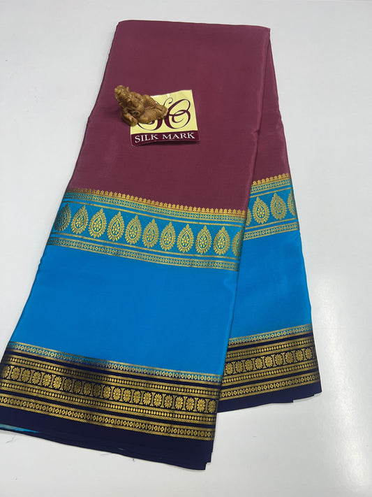 PURE MYSORE CREPE SILK WITH EMBROIDERY SAREE WITH BLOUSE PIECE - SK-472-PMCSWESWBP